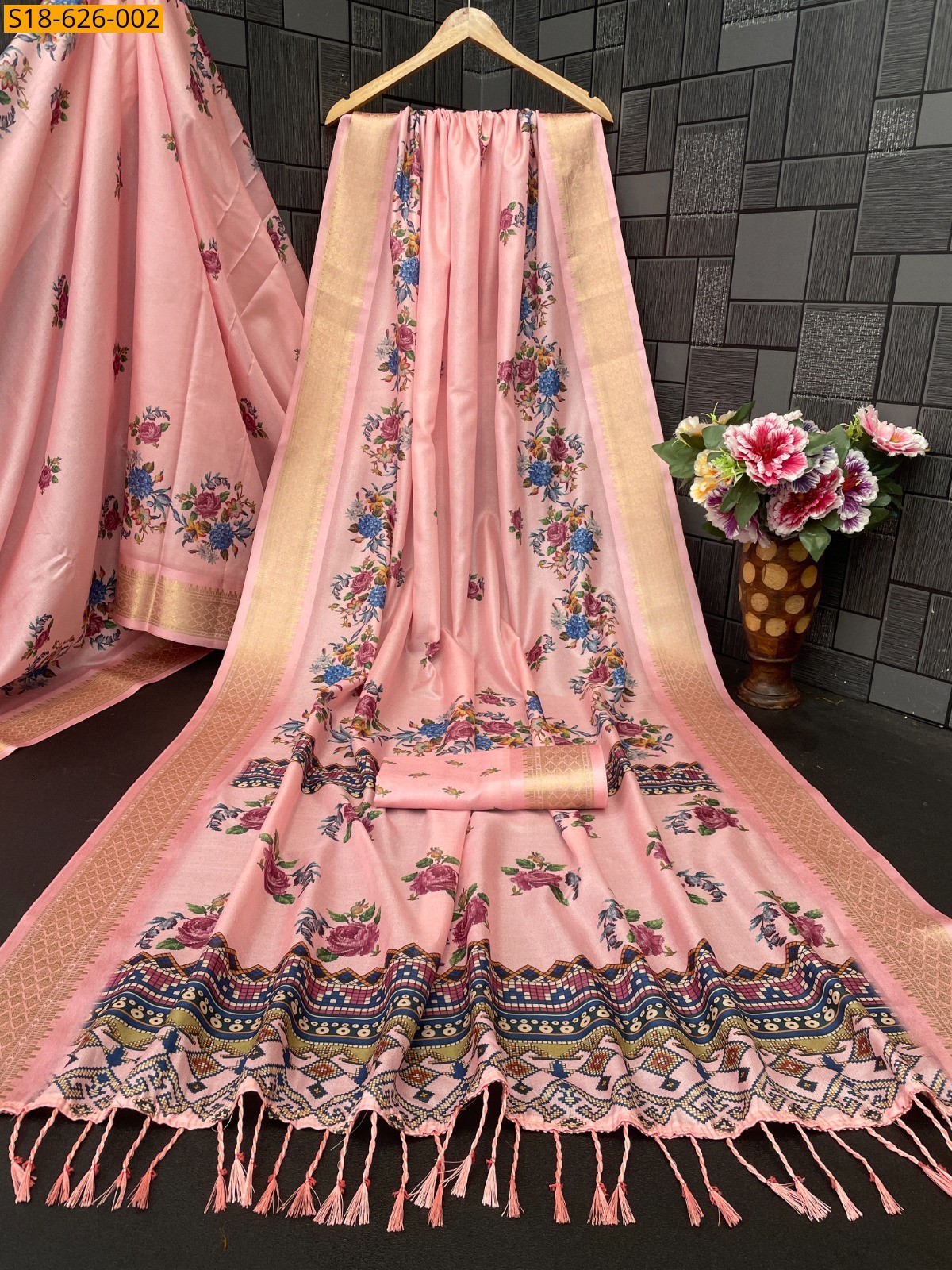 Peach Fancy digital silk Saree