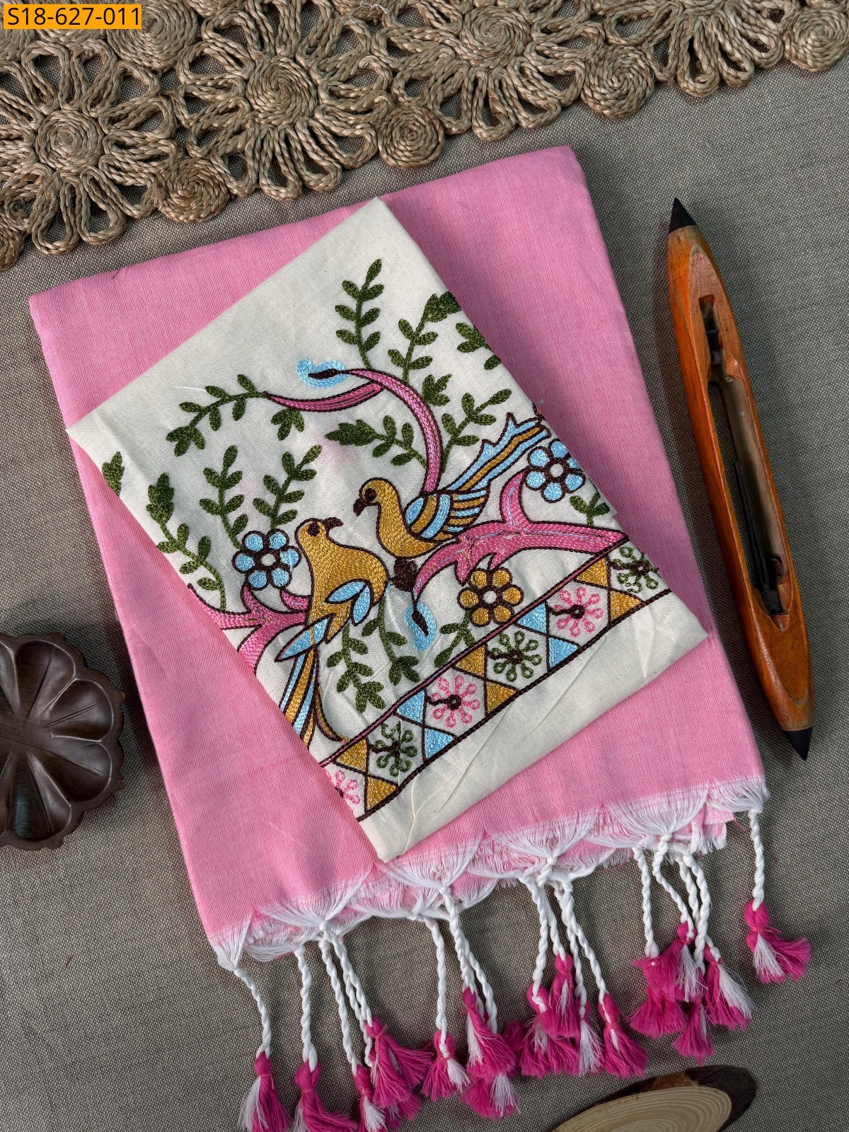 Pink Khadi cotton Saree