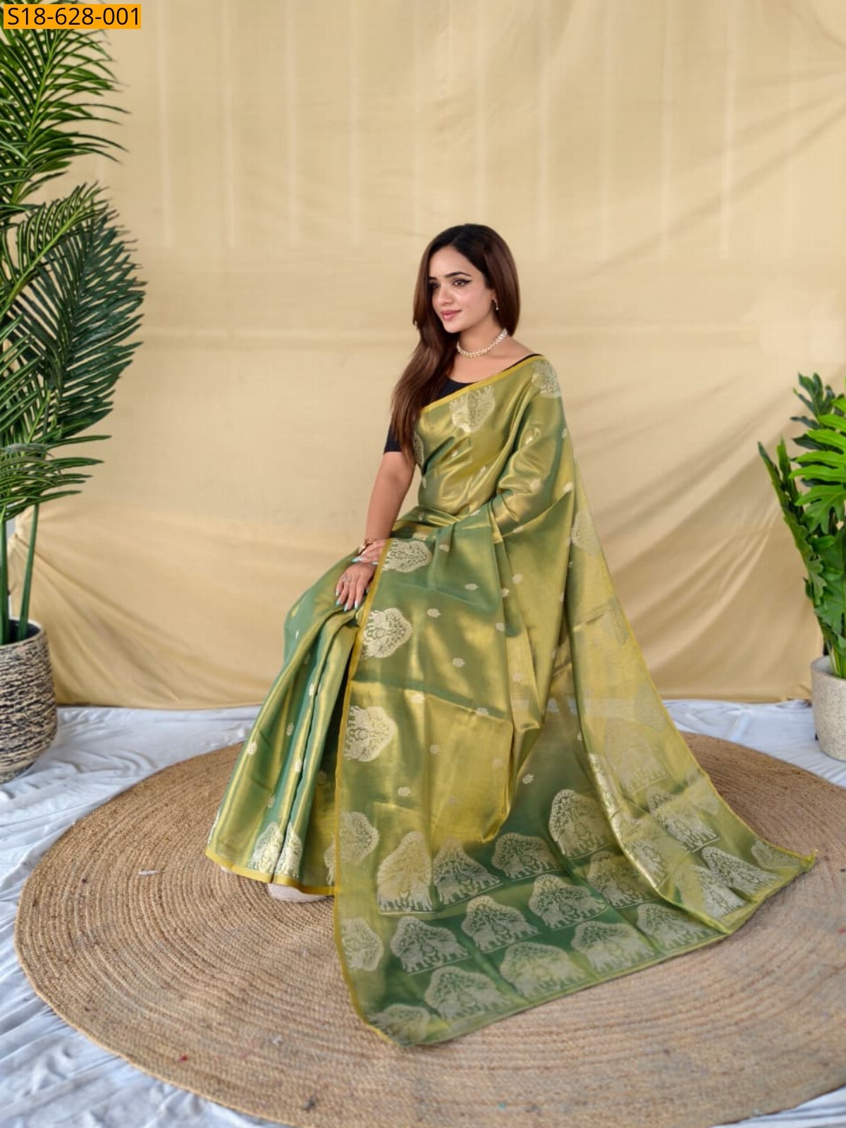 Green Zari tissue Saree