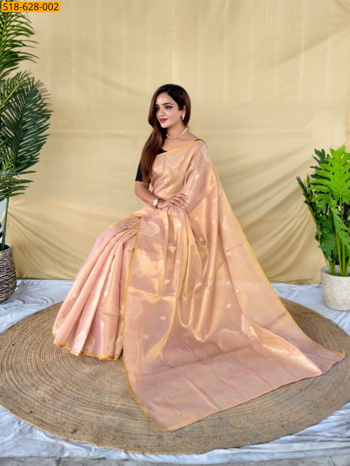 Light Pink Zari tissue Saree