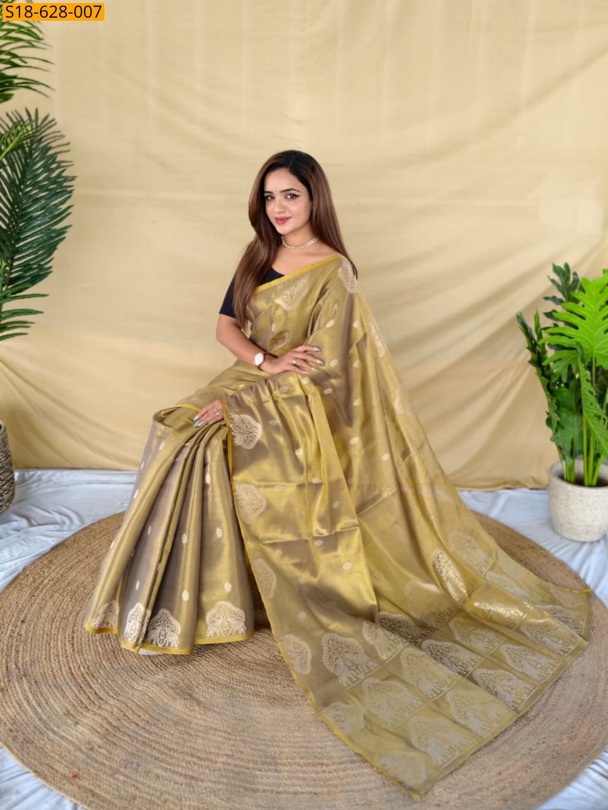 Green Zari tissue Saree