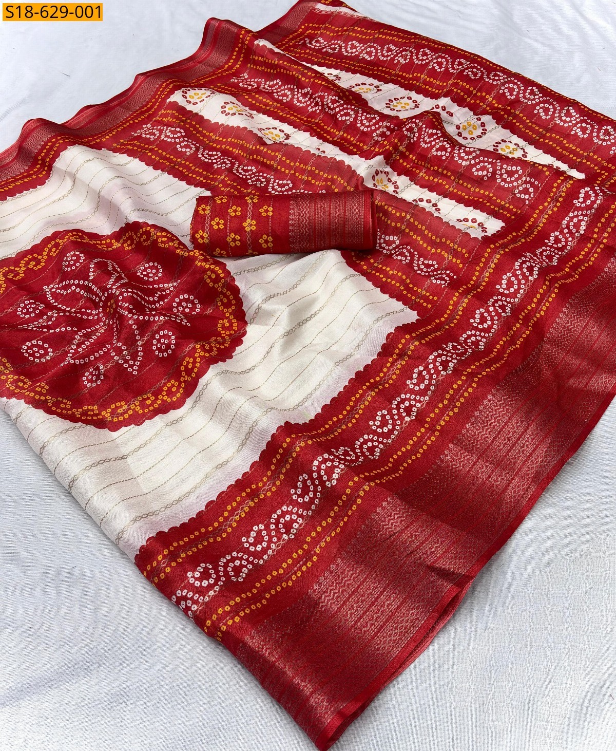 White Dola silk Saree