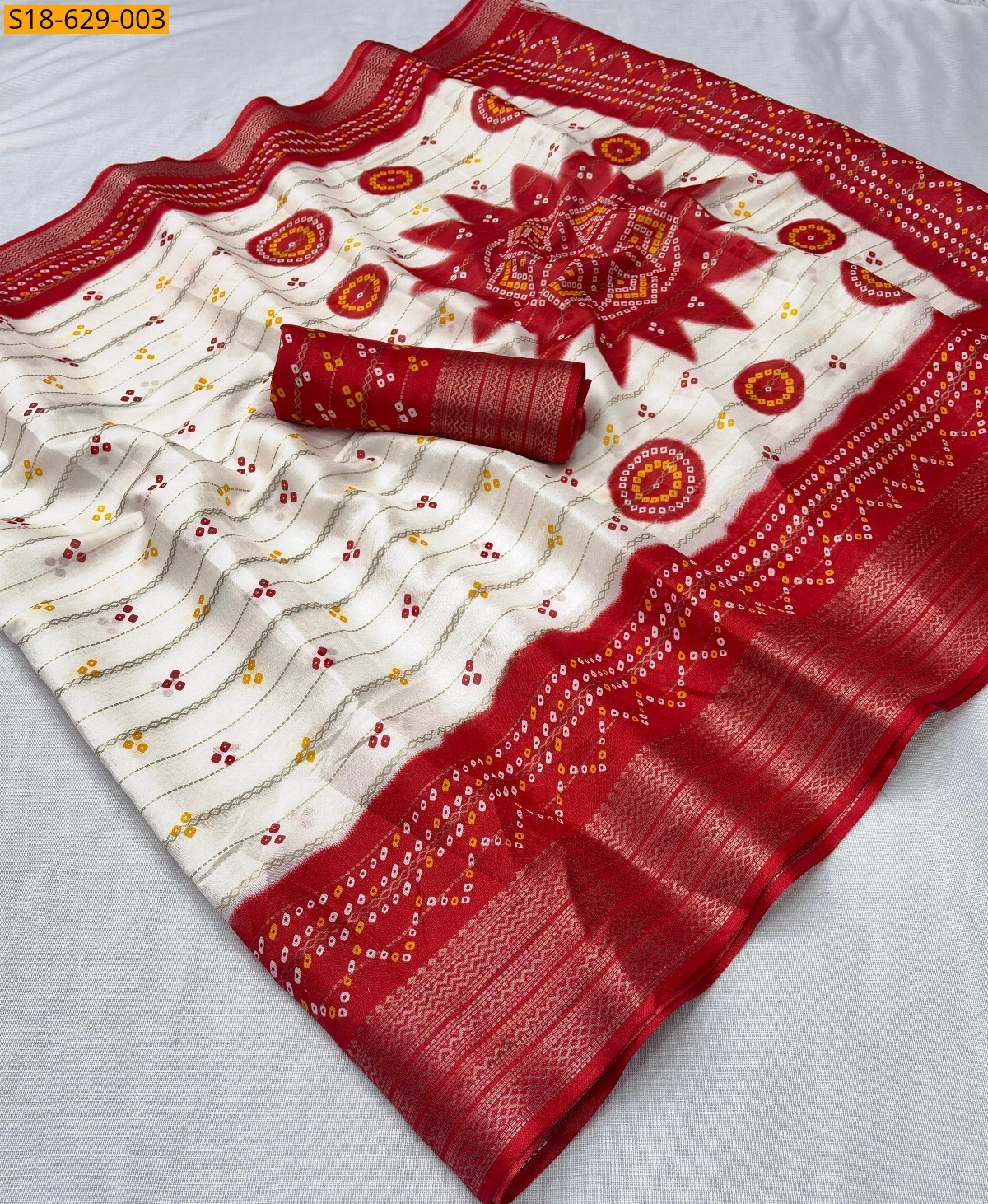 White Dola silk Saree