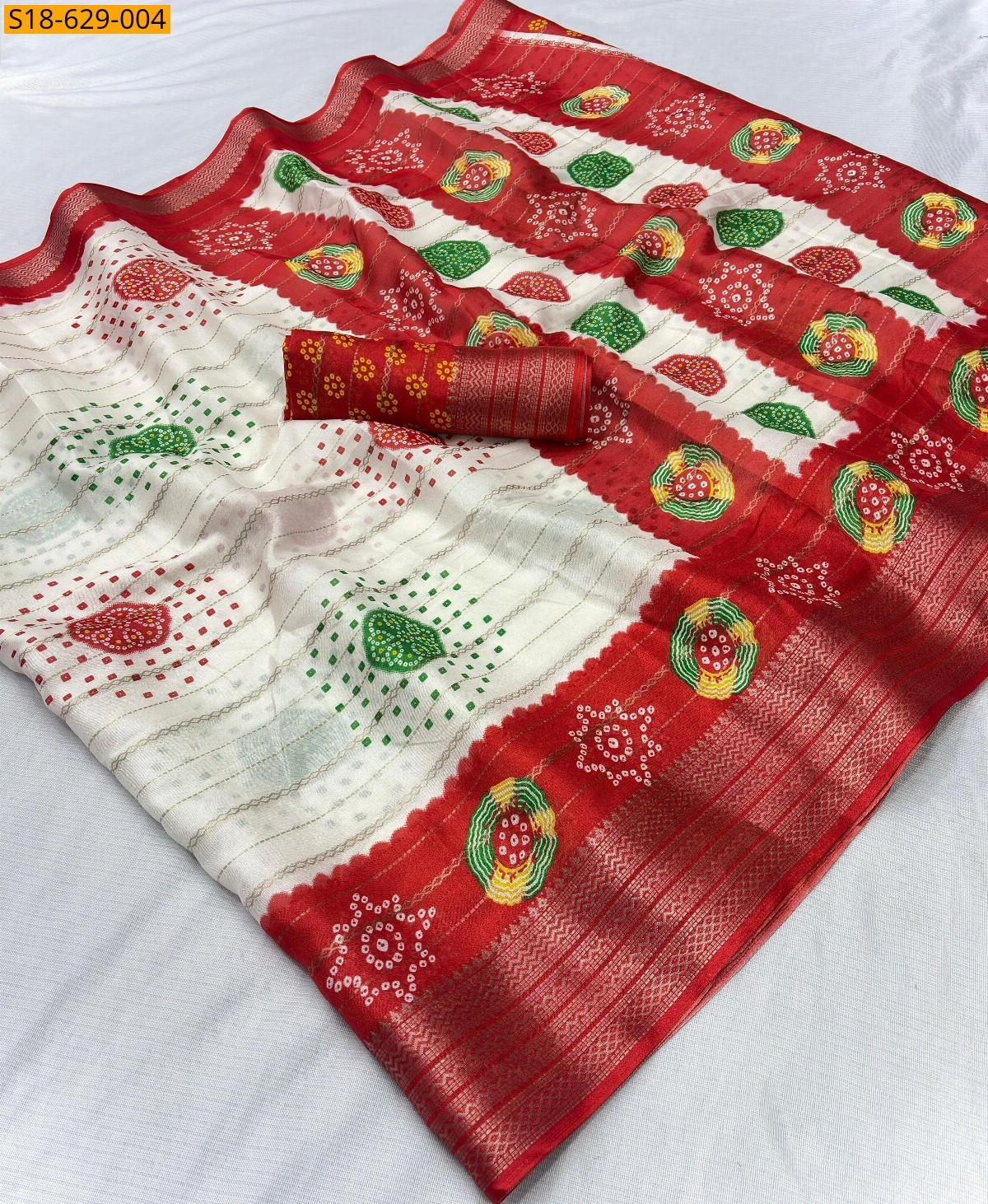 White Dola silk Saree