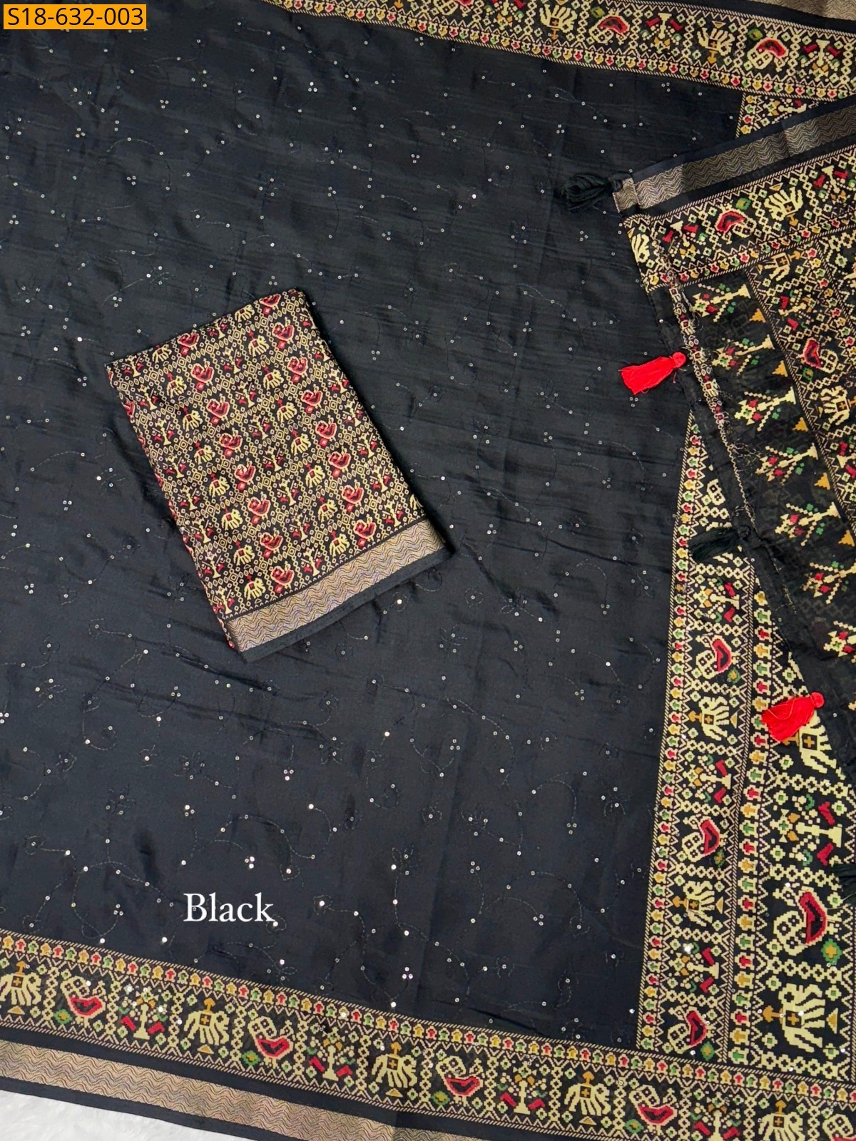 Black Mul cotton ajrakh printed Saree