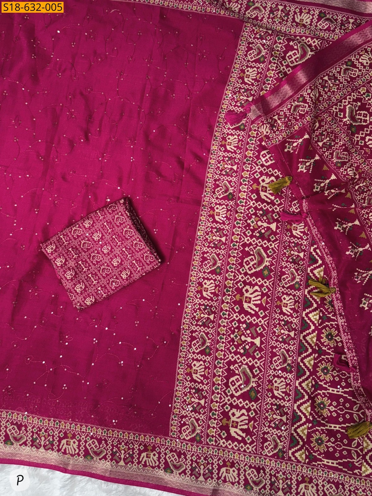 Pink Mul cotton ajrakh printed Saree