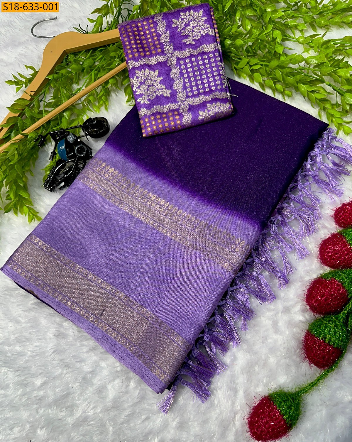 Dark Violet Dola silk Saree