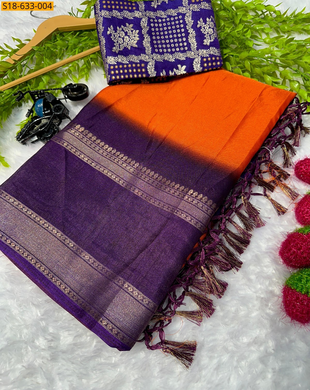 Orange Dola silk Saree