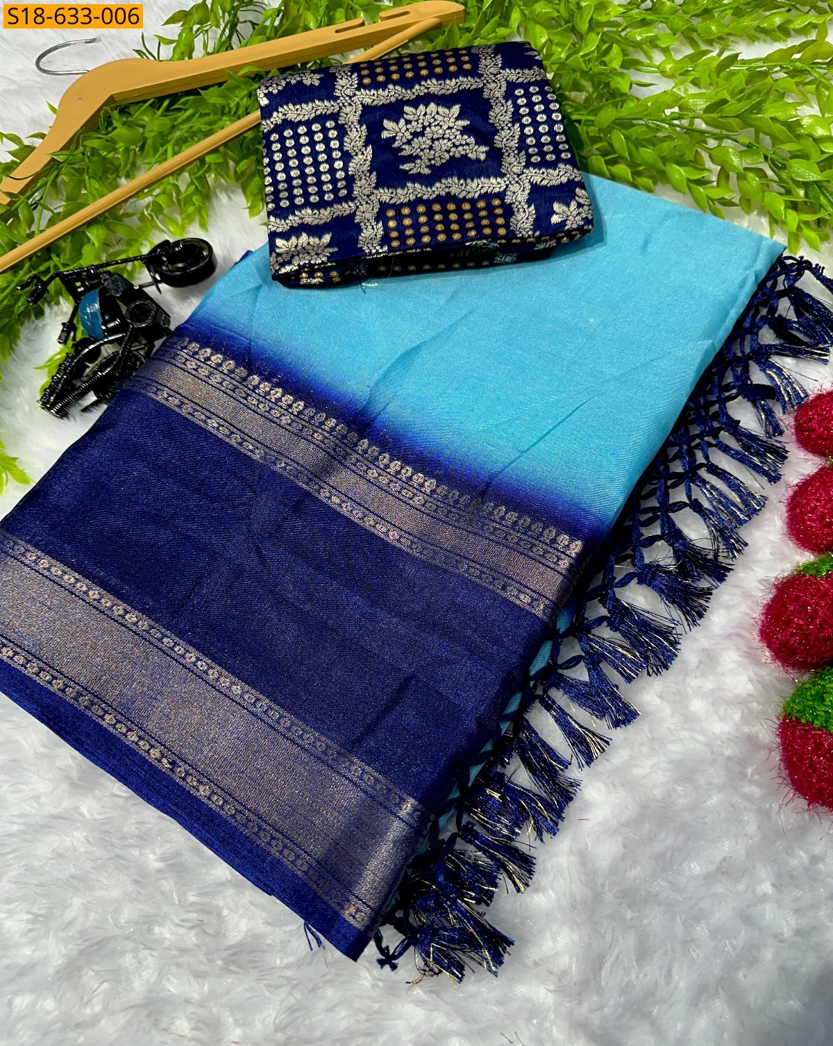 Sky Blue Dola silk Saree