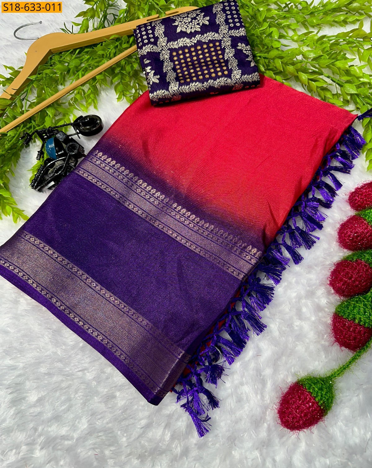Red Dola silk Saree