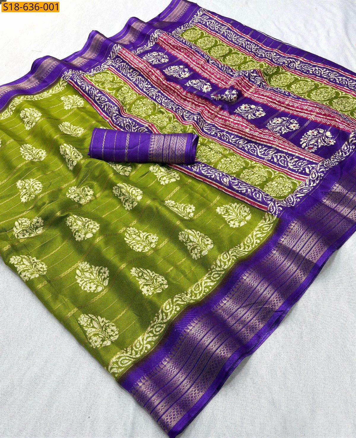 Green Fancy Dola Silk Saree