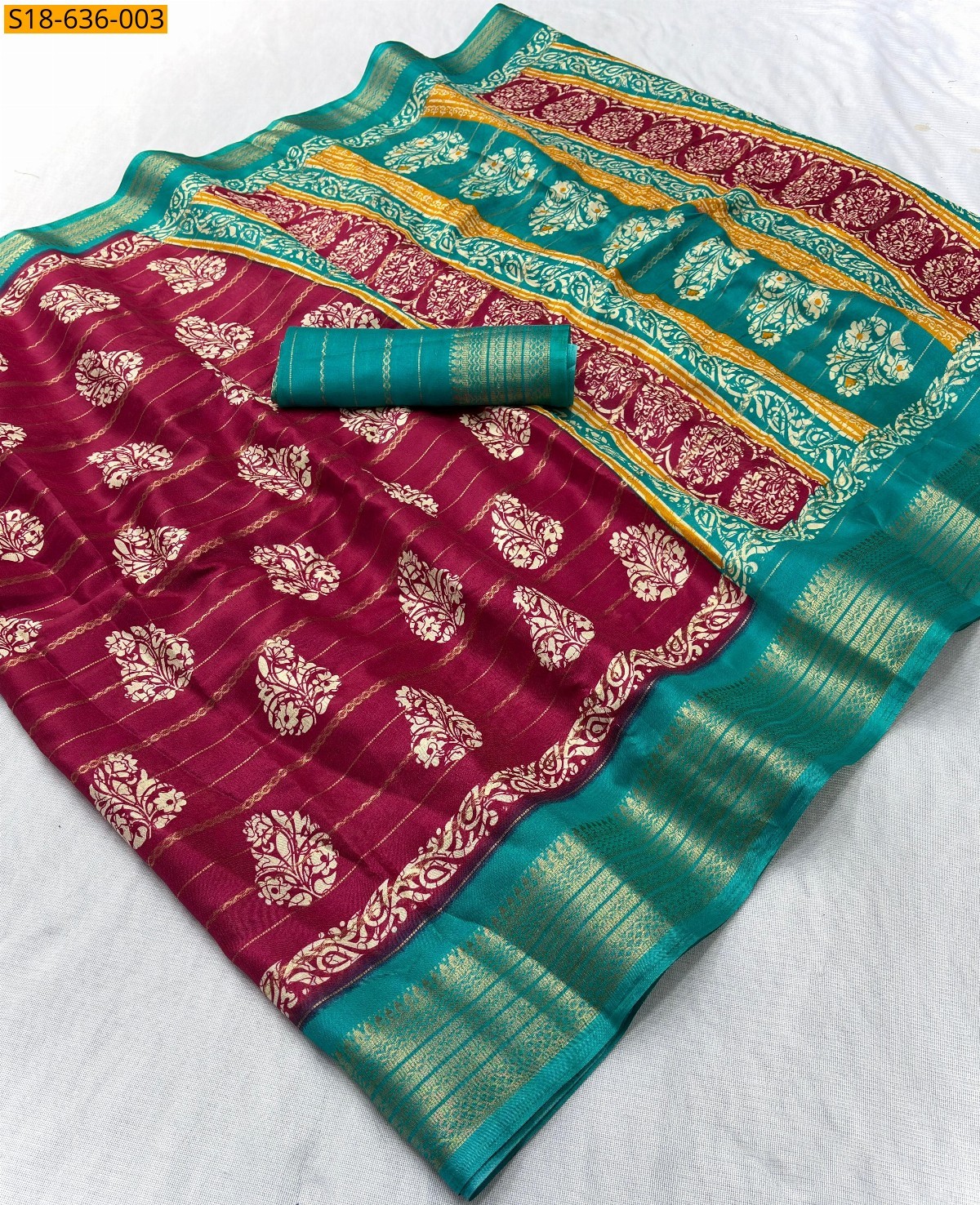 Maroon Fancy Dola Silk Saree