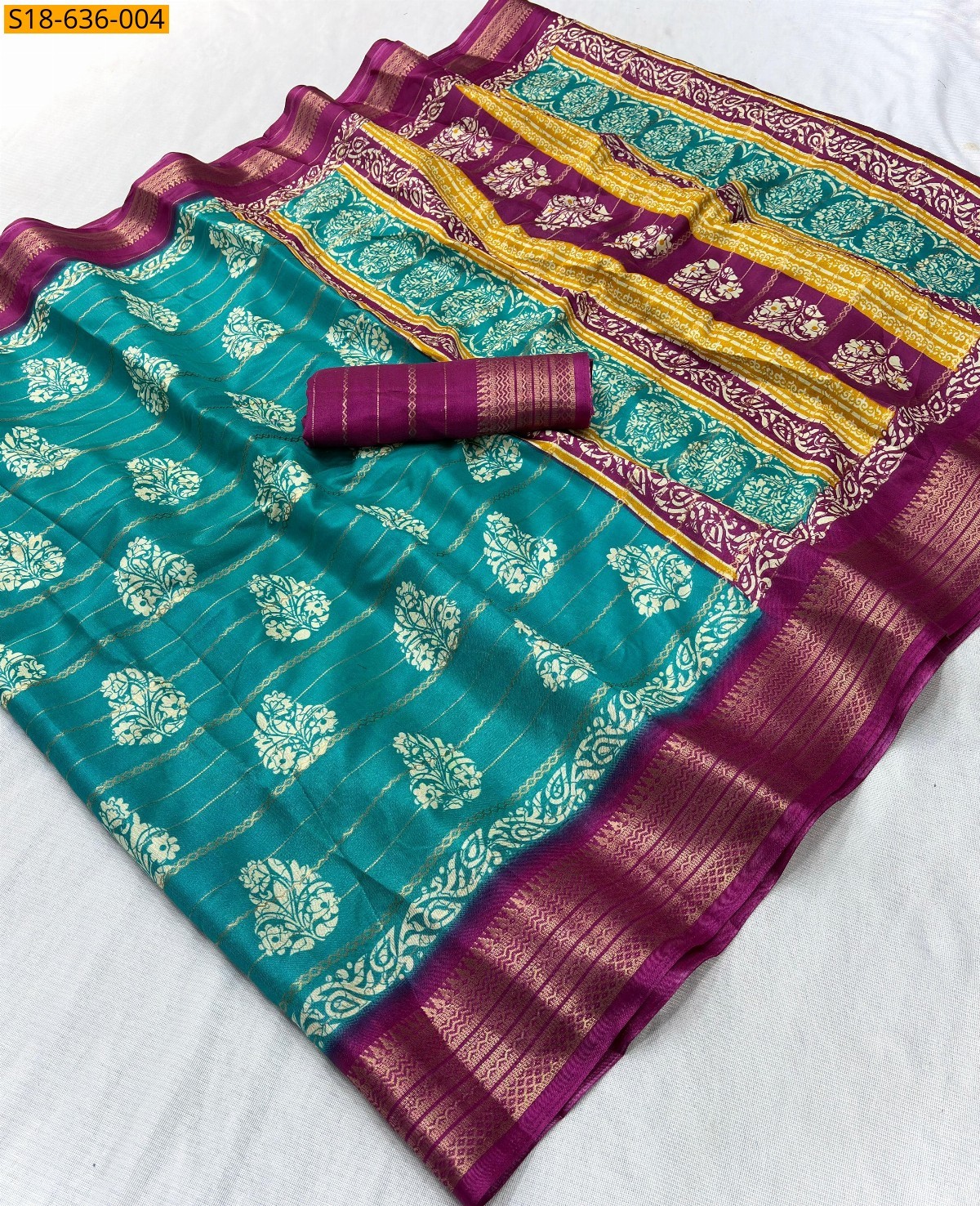 Blue Fancy Dola Silk Saree