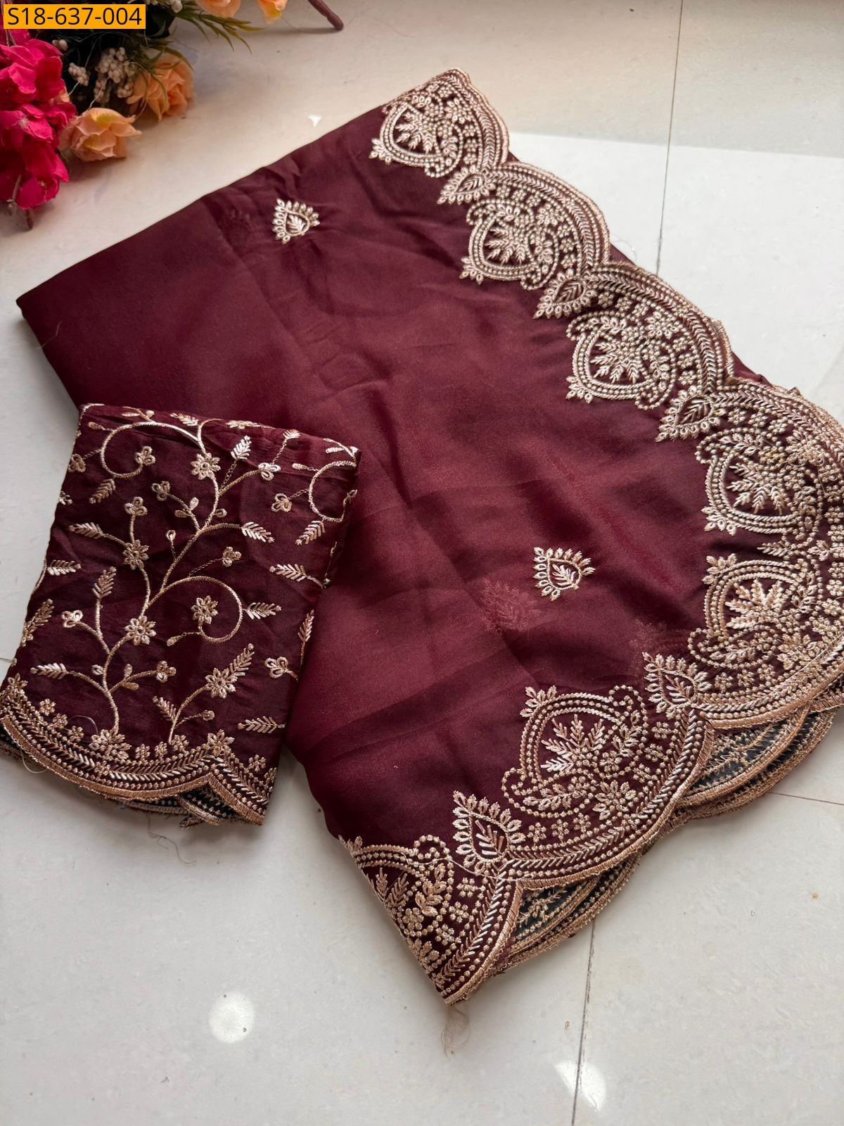 Maroon Star Georgette Saree
