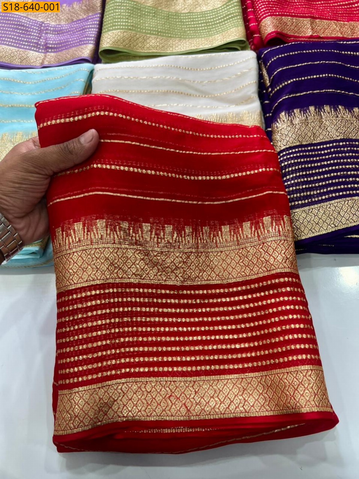 Red Viscose georgette Saree