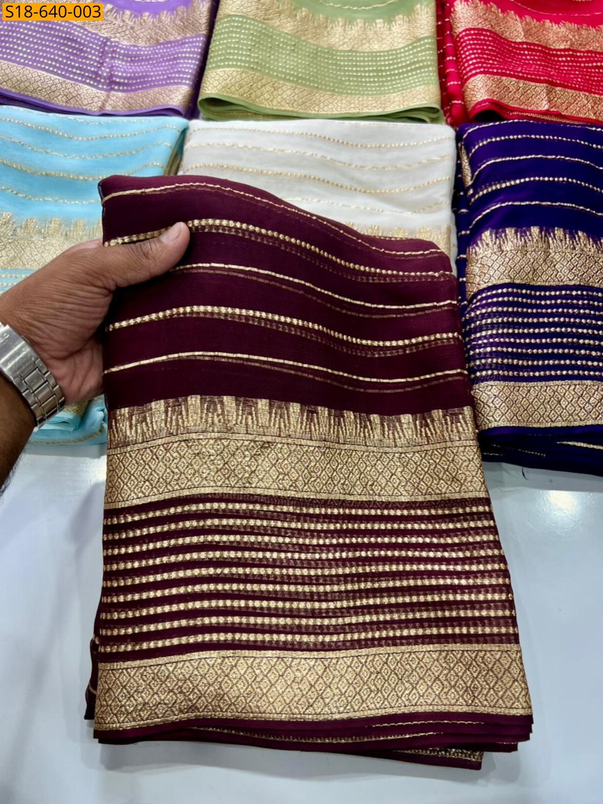 Maroon Viscose georgette Saree