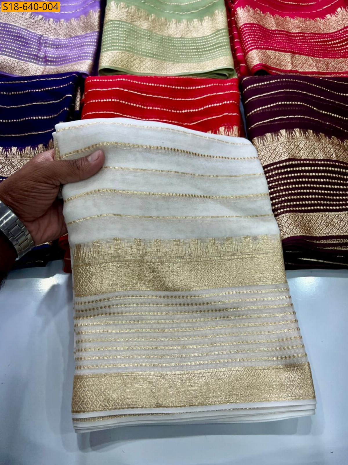 White Viscose georgette Saree