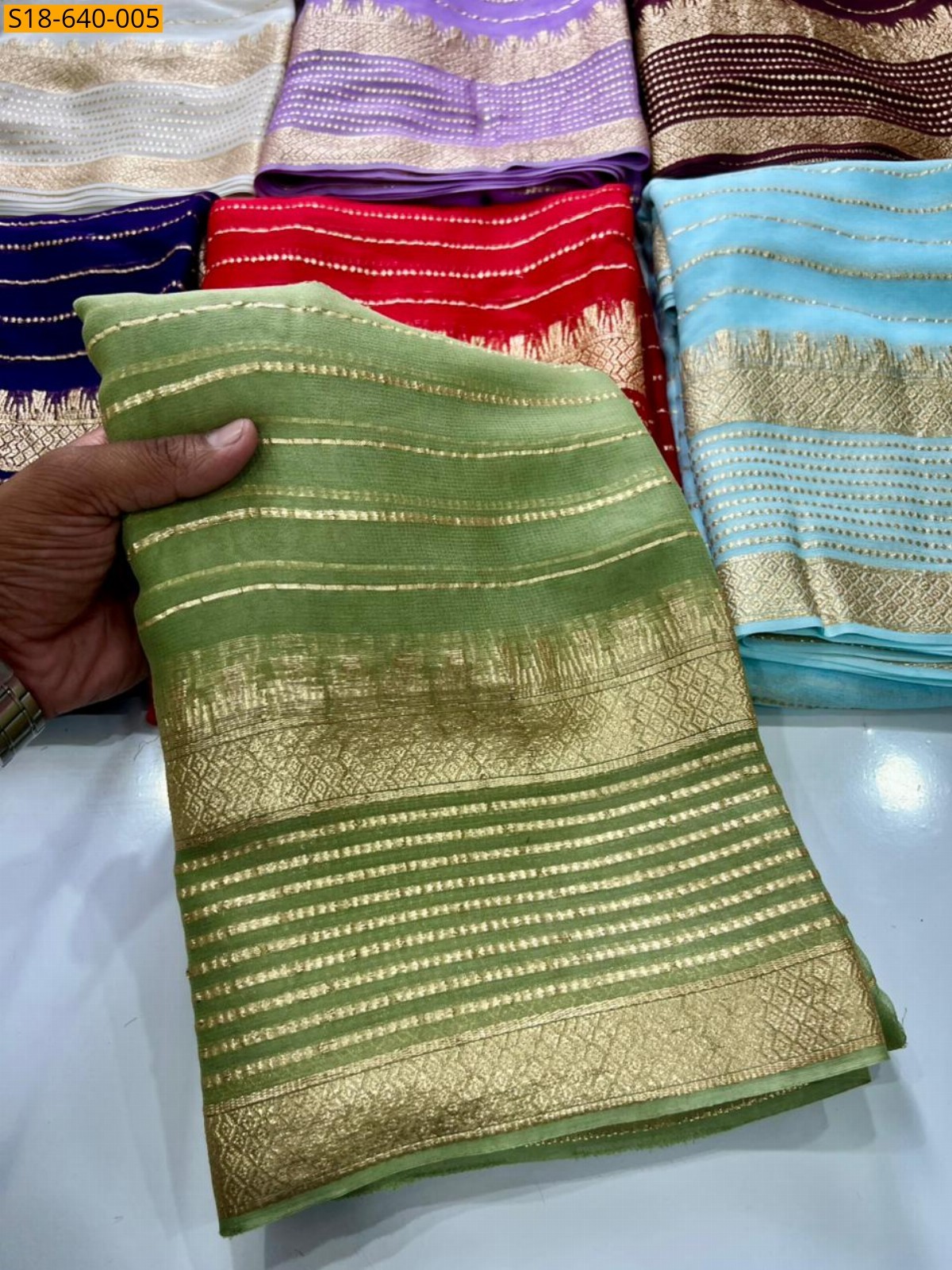 Green Viscose georgette Saree