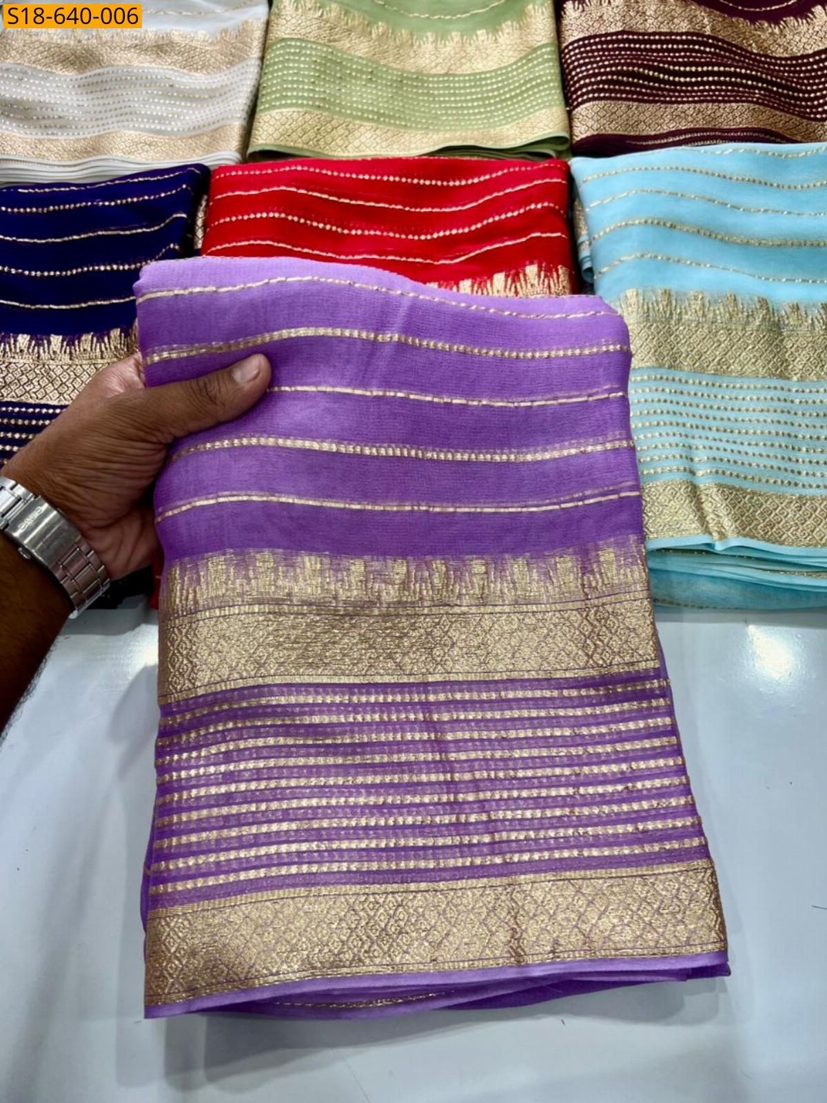 Violet Viscose georgette Saree