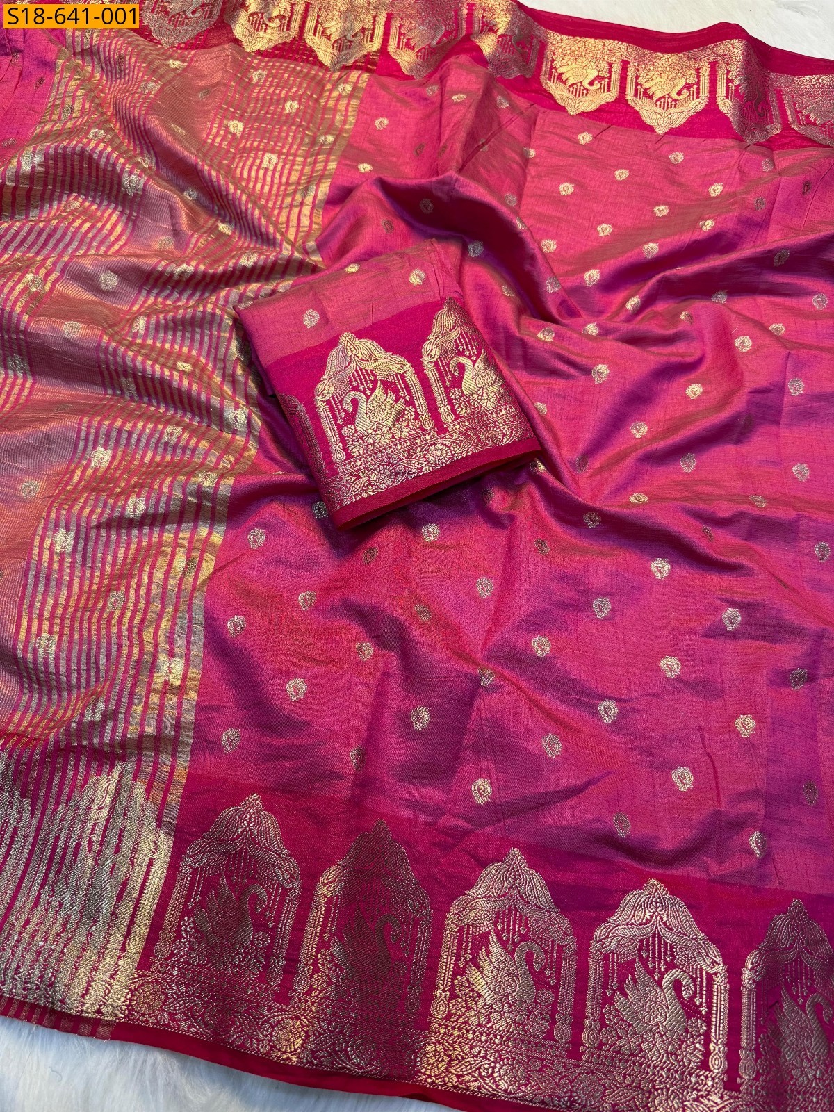 Pink Soft Tusser silk saree
