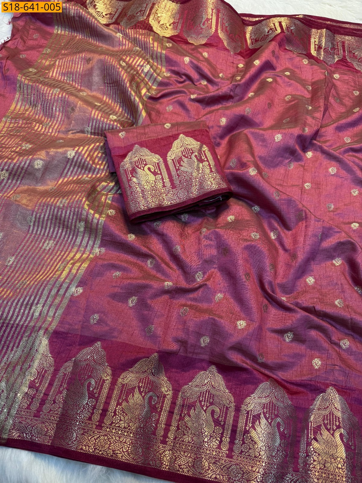 Light Pink Soft Tusser silk saree