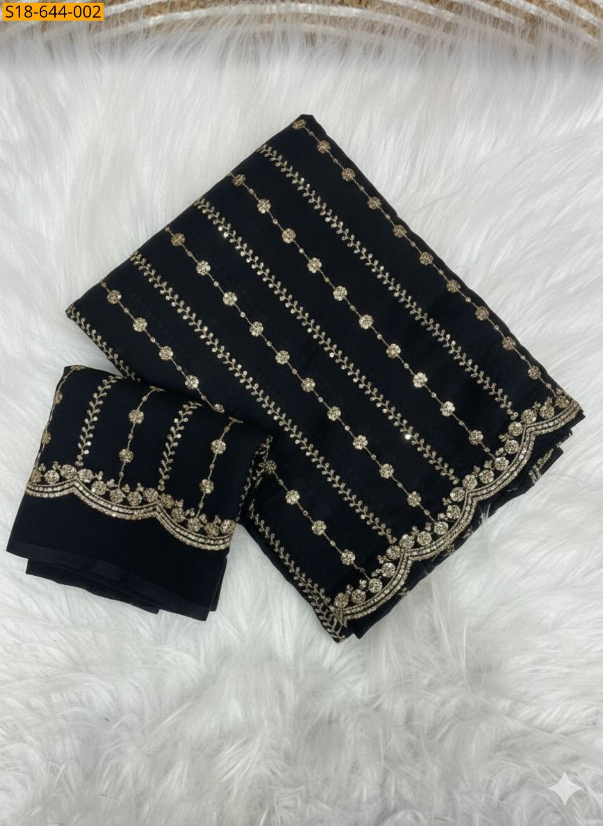 Black Star Georgette Embroidery Saree