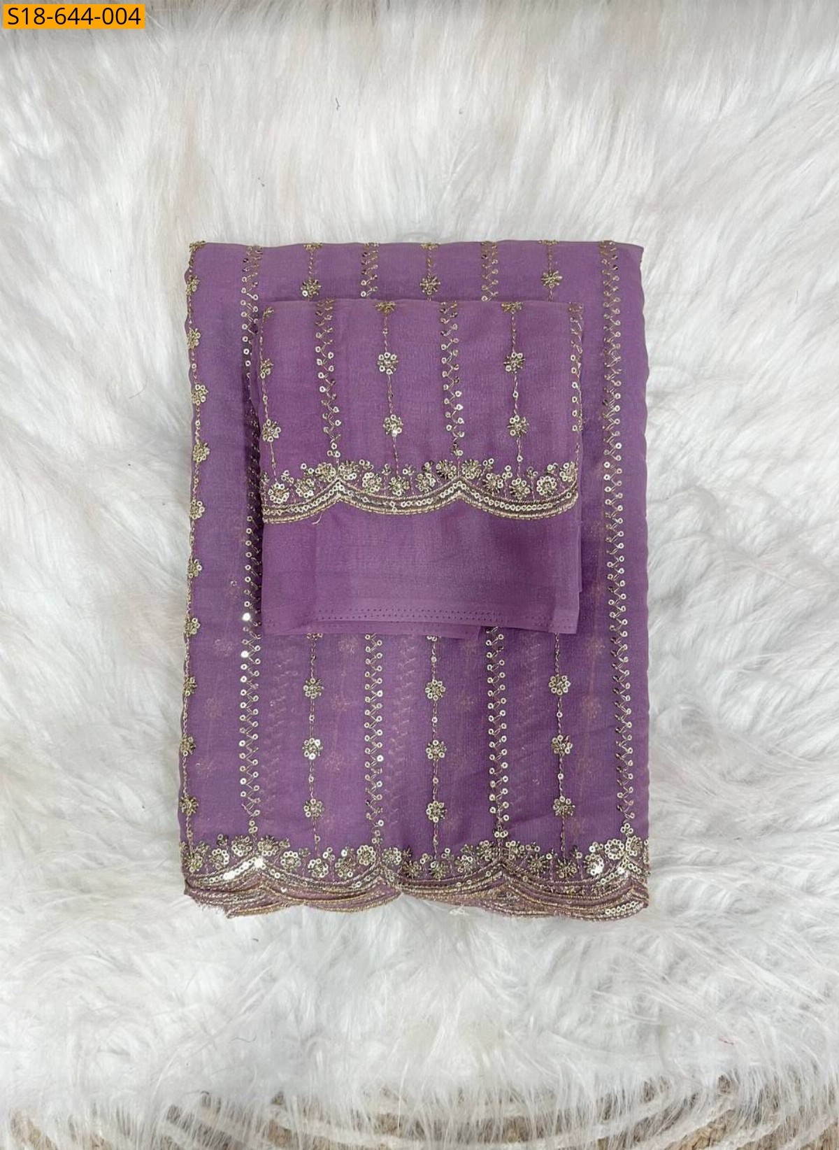 Purple Star Georgette Embroidery Saree