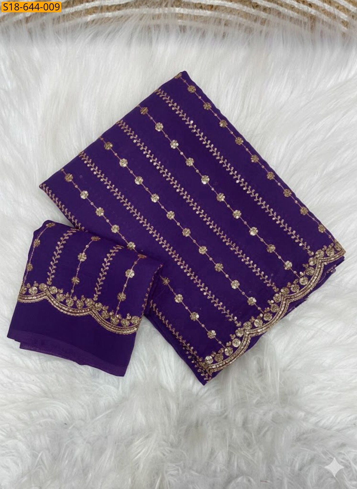 Violet Star Georgette Embroidery Saree