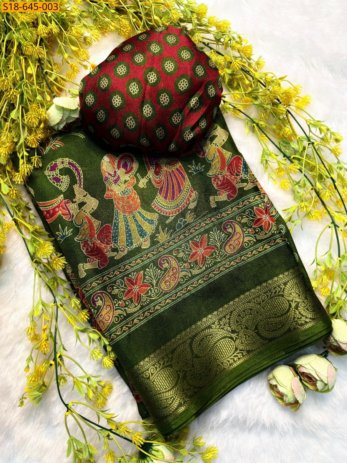 Green Fancy Marshmelon Saree