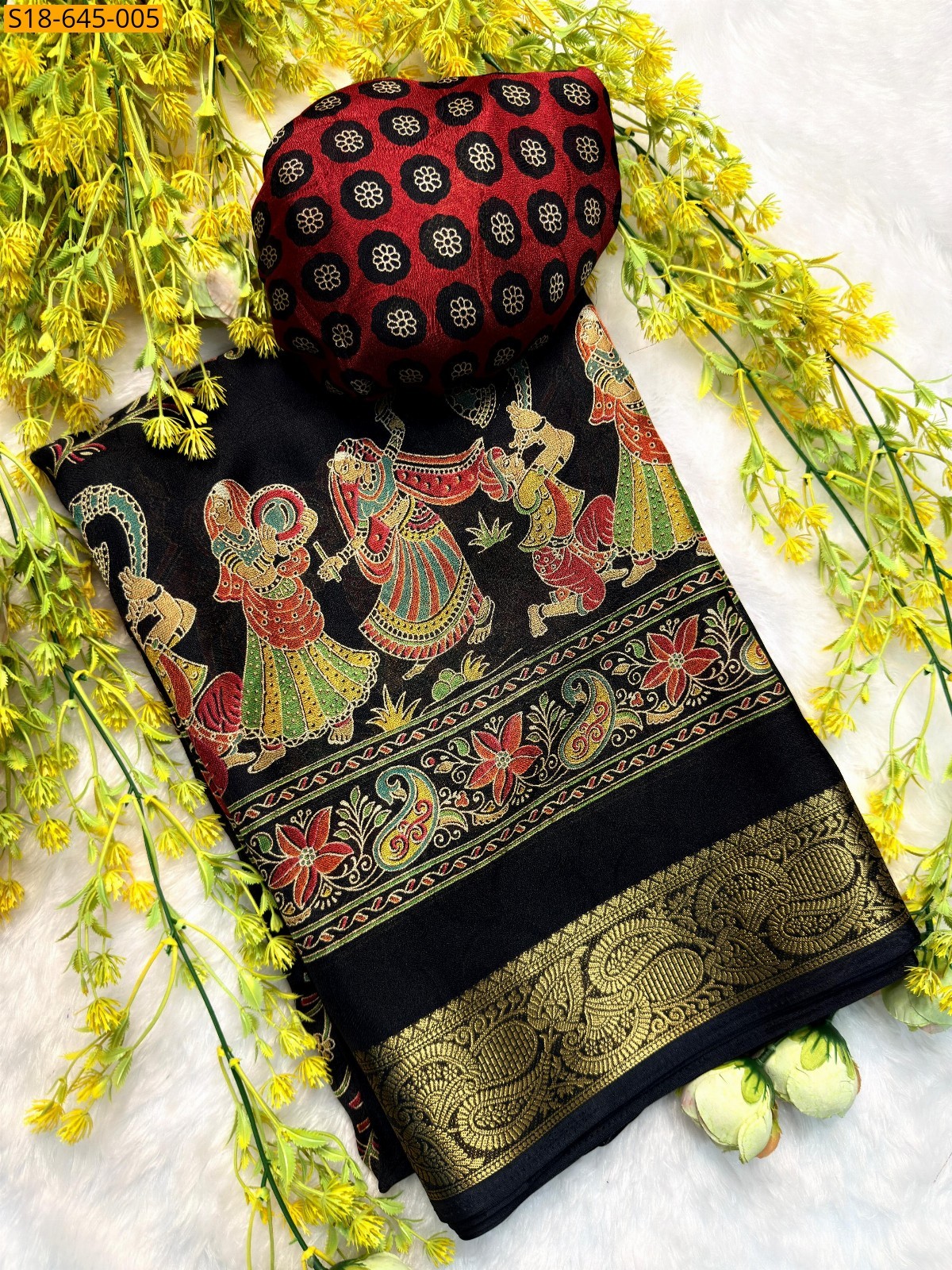 Black Fancy Marshmelon Saree