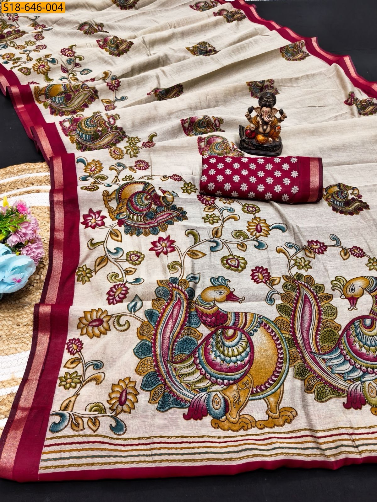 Sandal Mul Cotton Saree