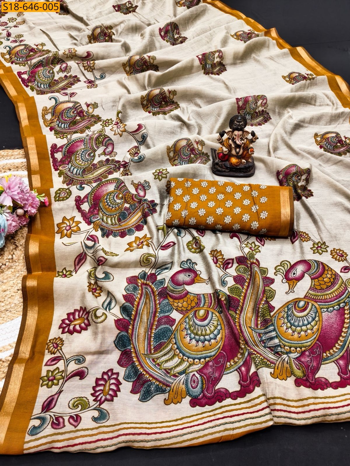 Sandal Mul Cotton Saree