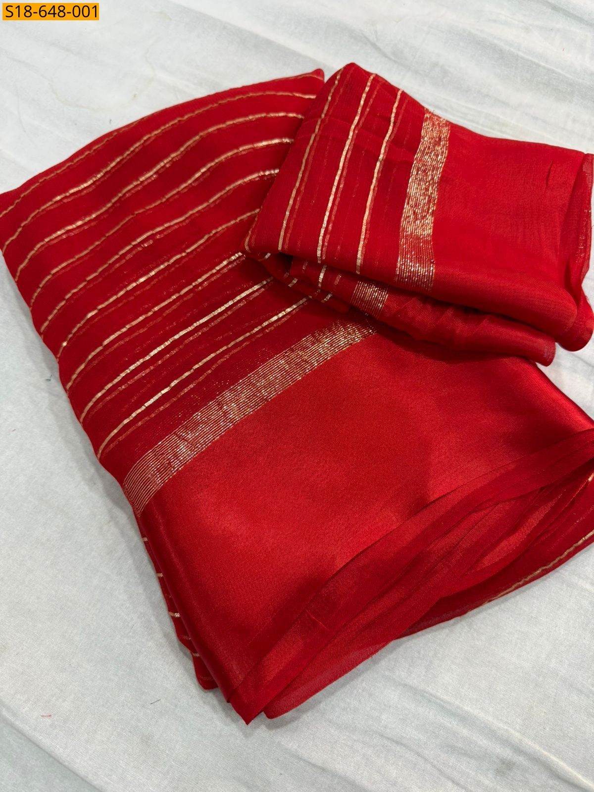 Orange Viscose Georgette Saree