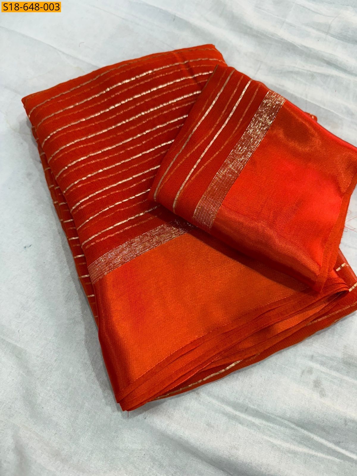 Orange Viscose Georgette Saree