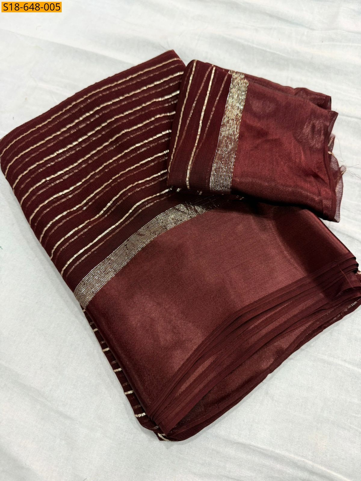 Brown Viscose Georgette Saree
