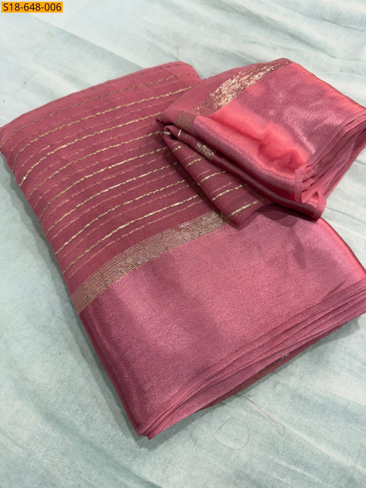 Peach Viscose Georgette Saree