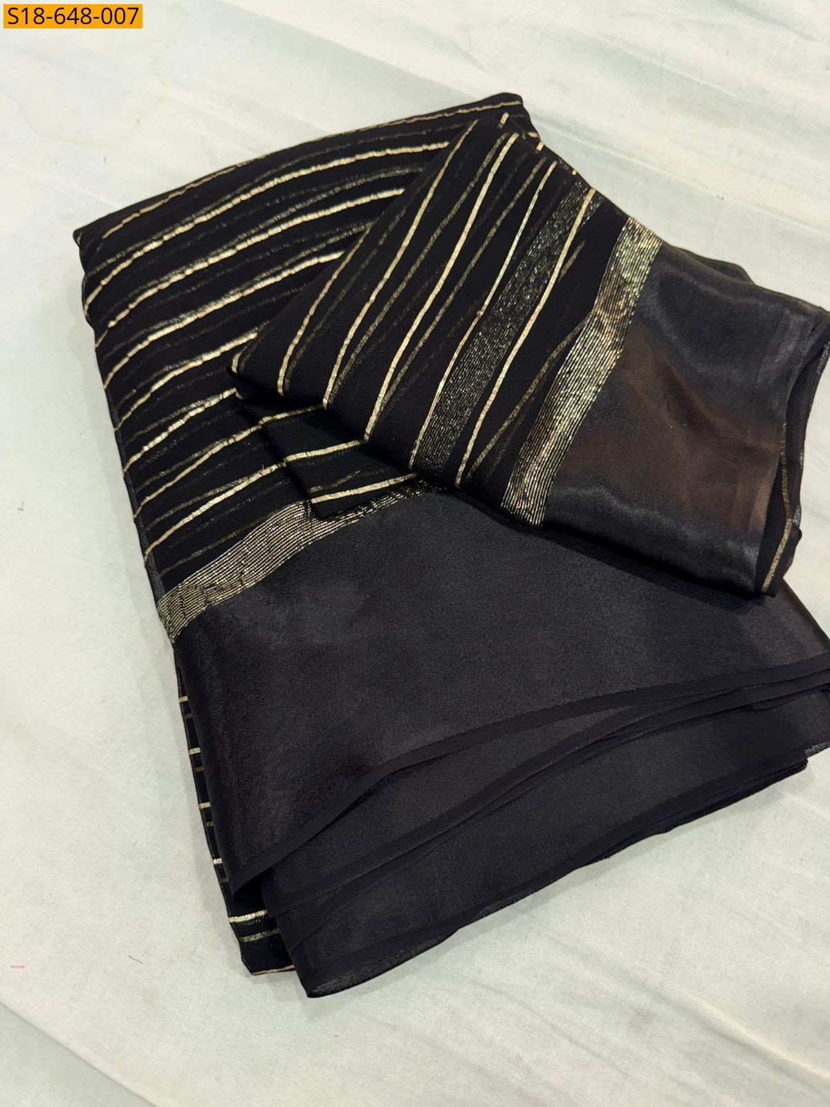Black Viscose Georgette Saree