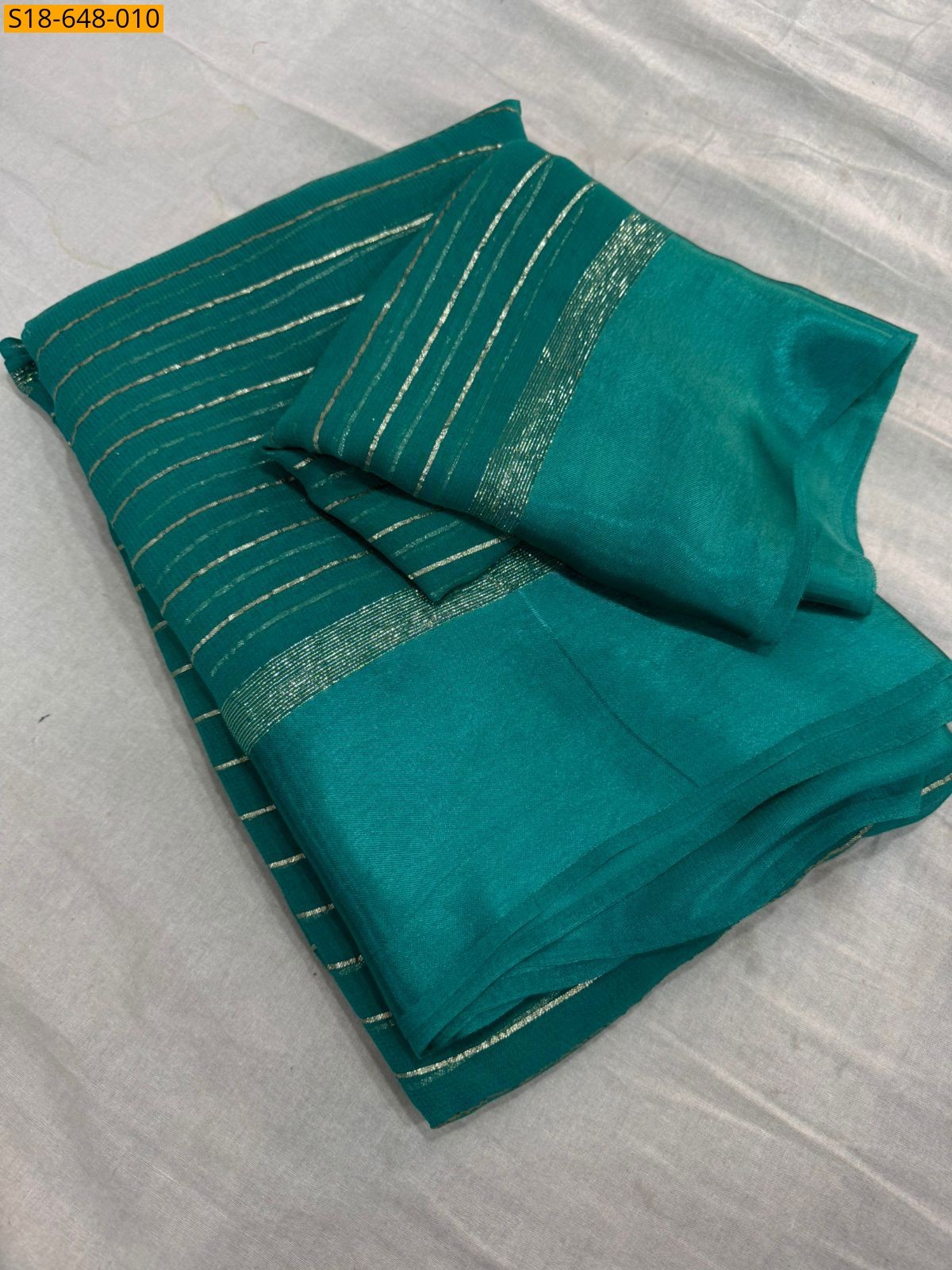 Rama Green Viscose Georgette Saree