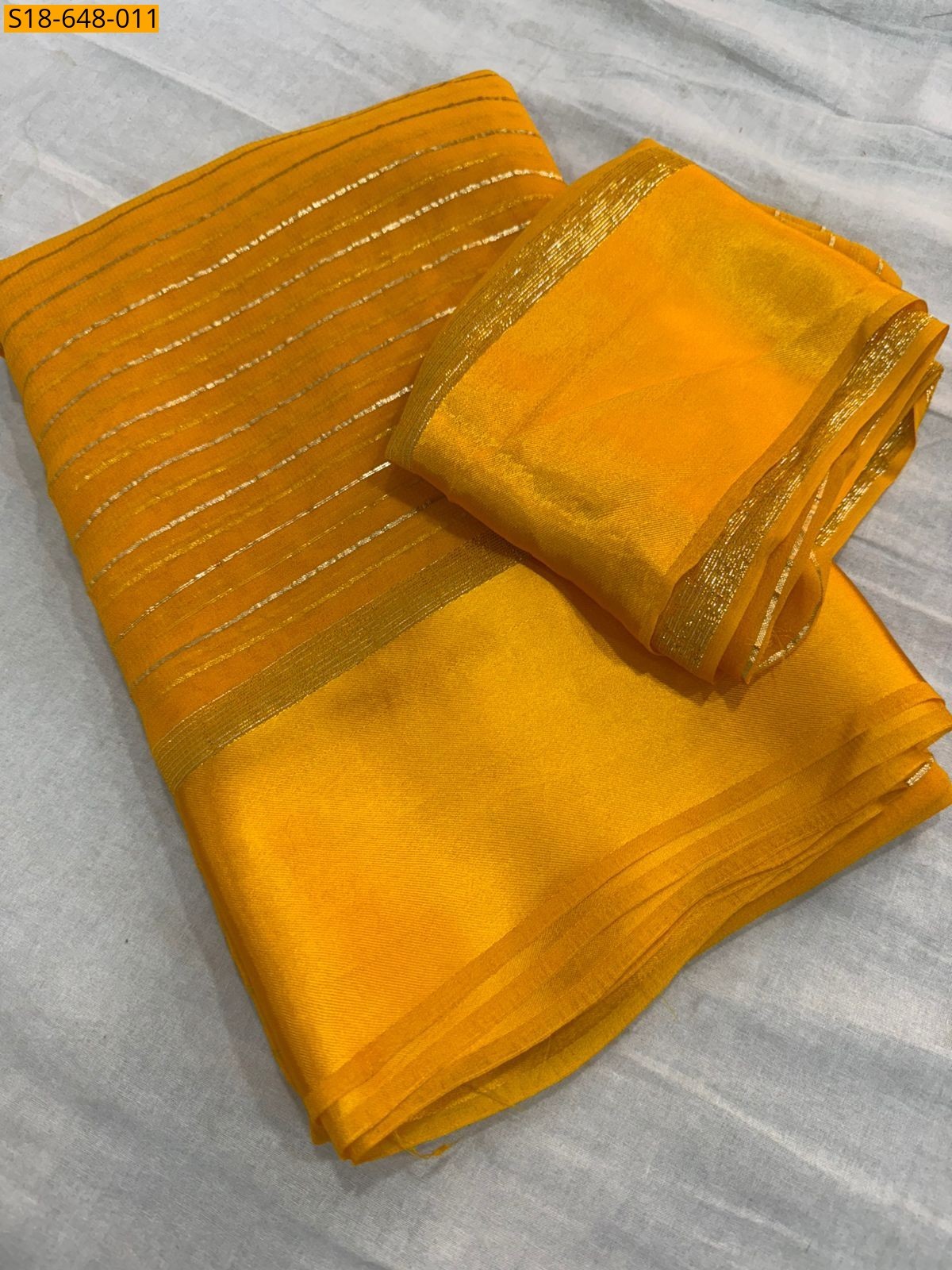 Yellow Viscose Georgette Saree