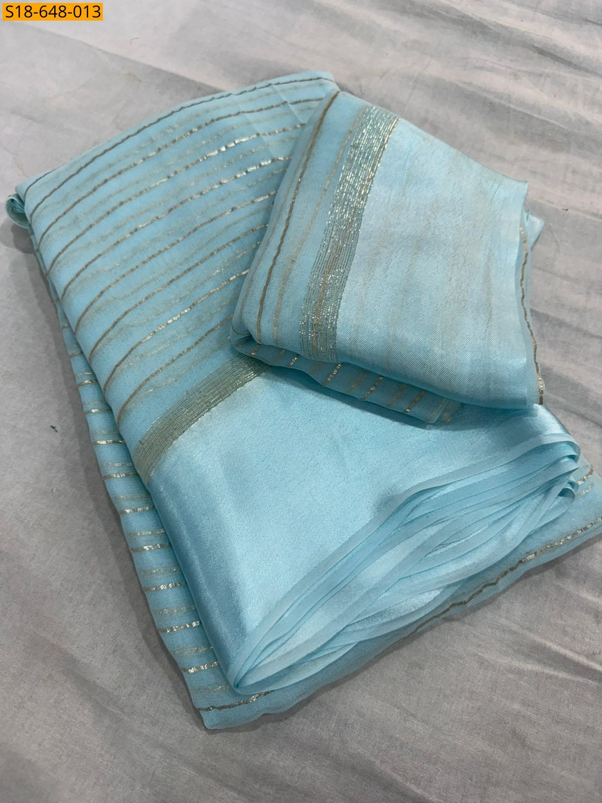 Sky Blue Viscose Georgette Saree