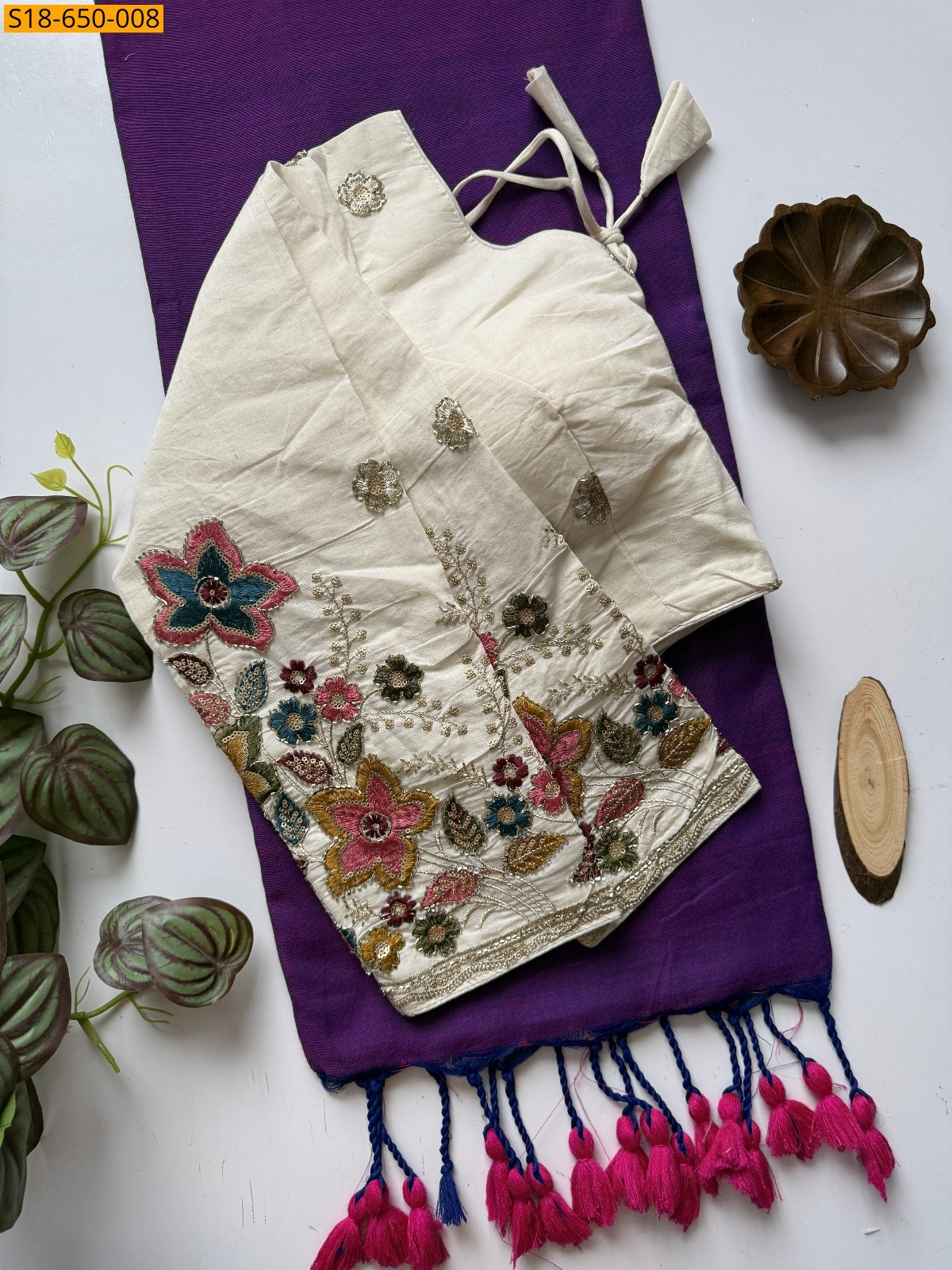 Violet Khadi Cotton saree