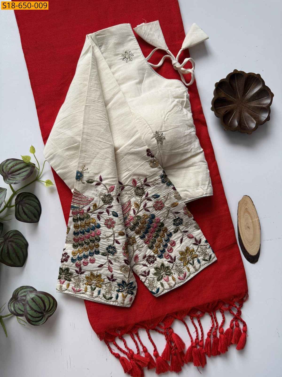 Red Khadi Cotton saree