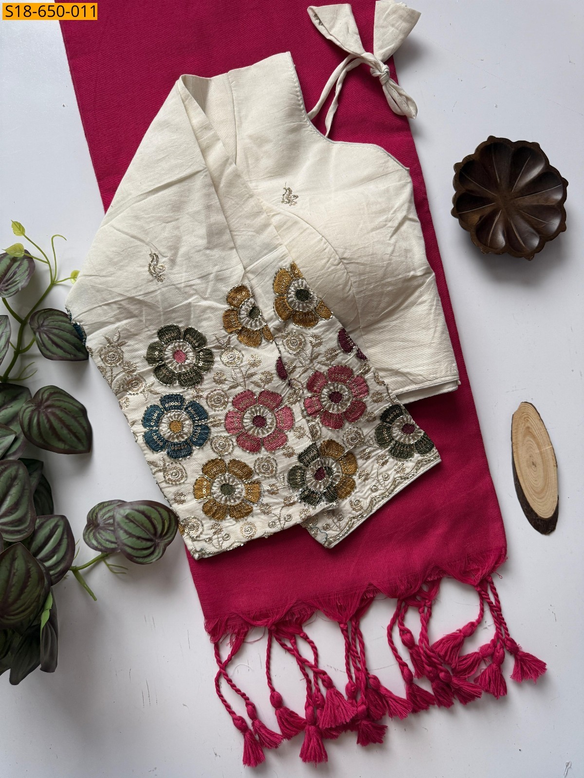 Pink Khadi Cotton saree