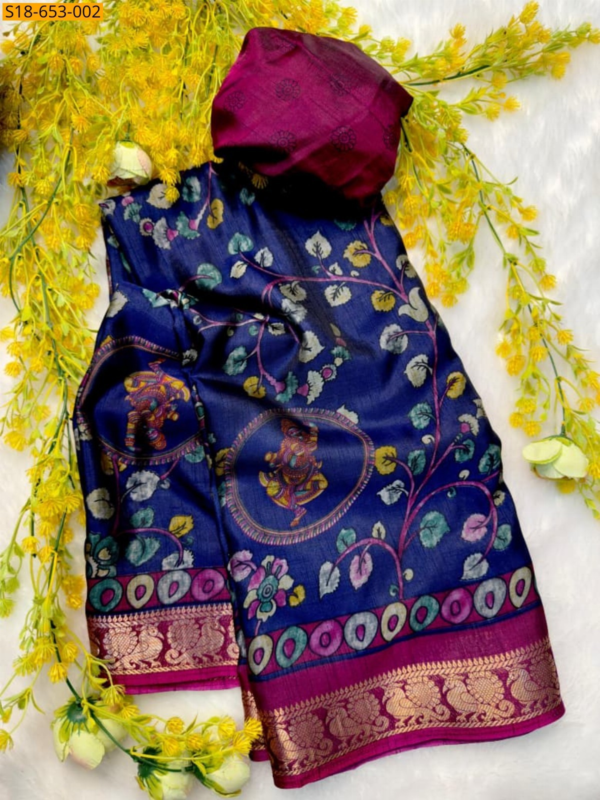 Navy Blue Soft bleck dola silk sarees