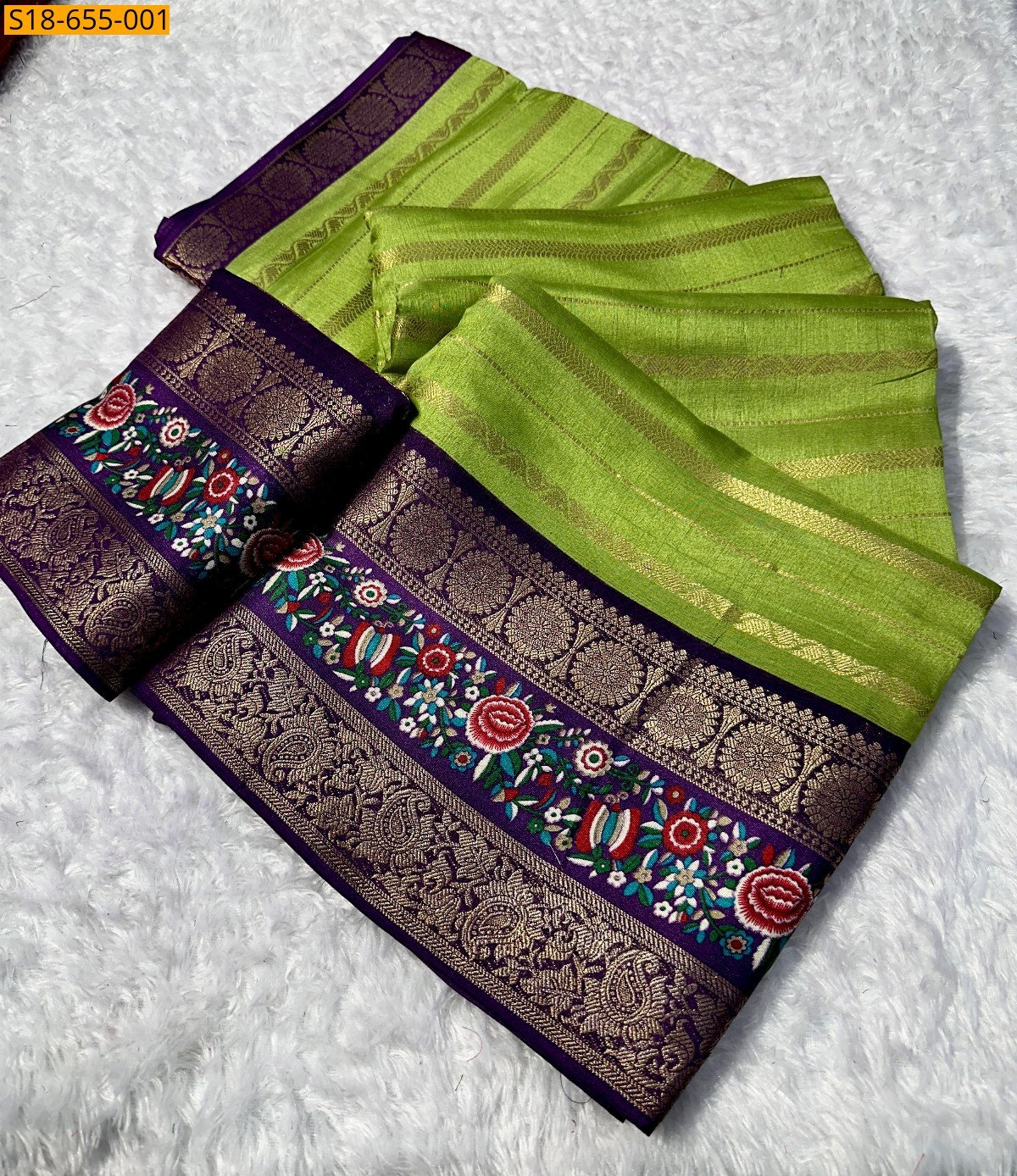 Green Fancy Marshmellow saree