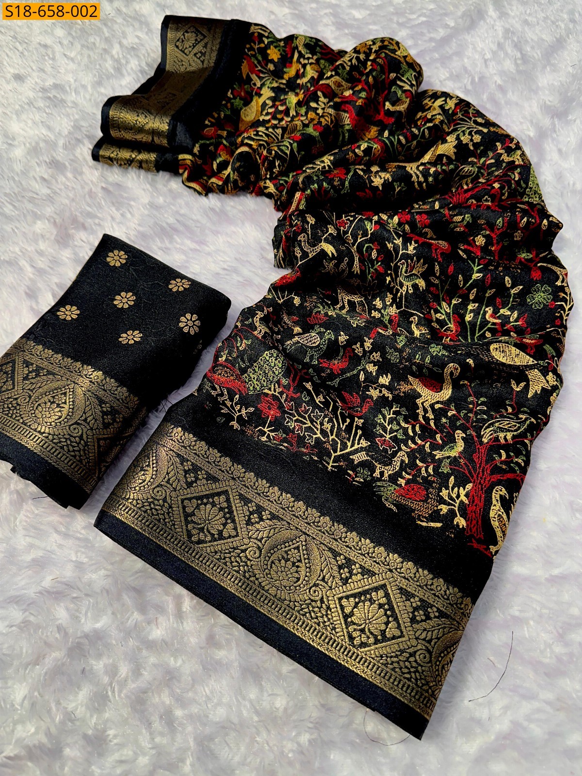 Black Fancy Marshmellow saree