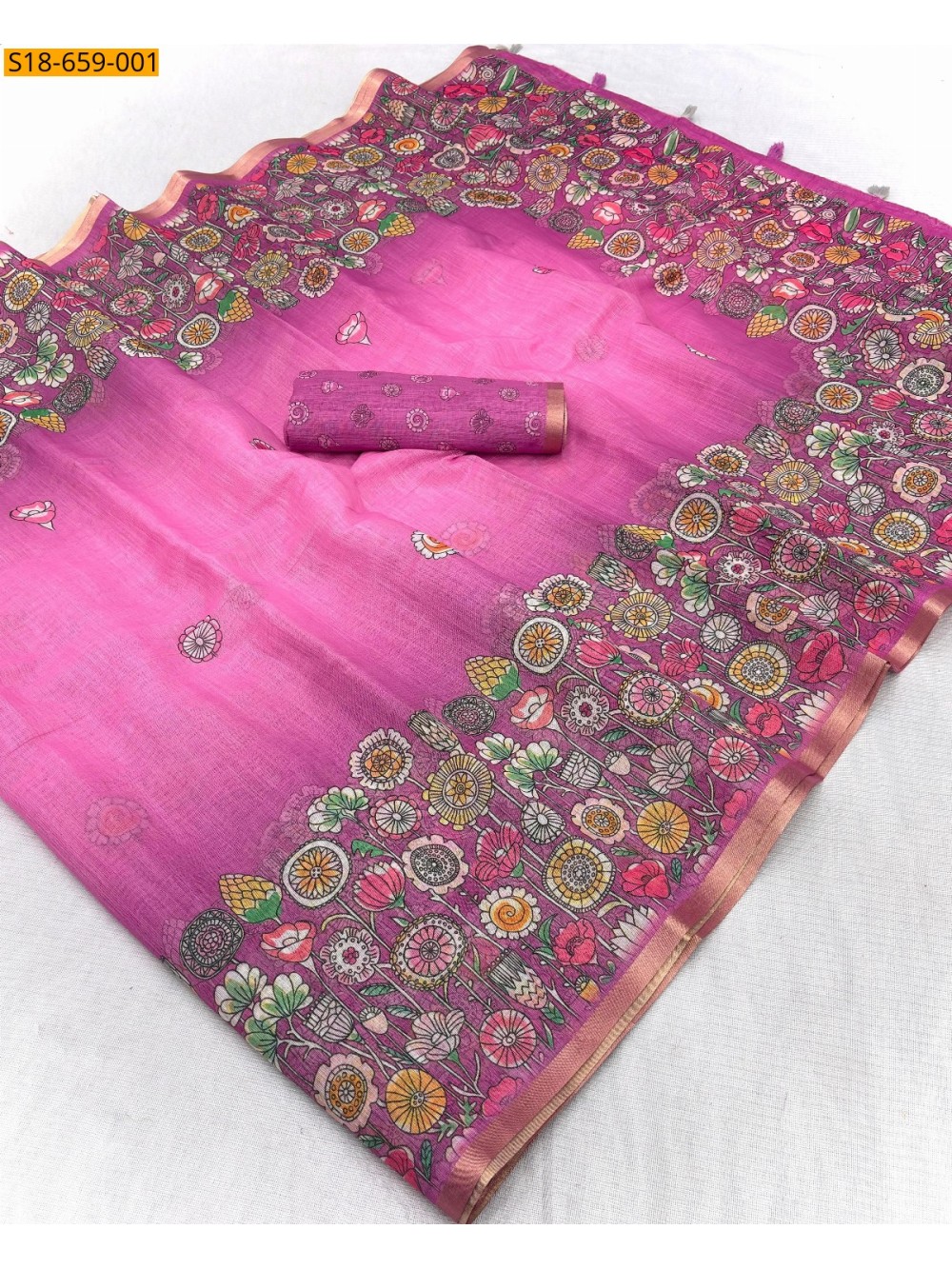 Fancy Linen Digtal  printed saree