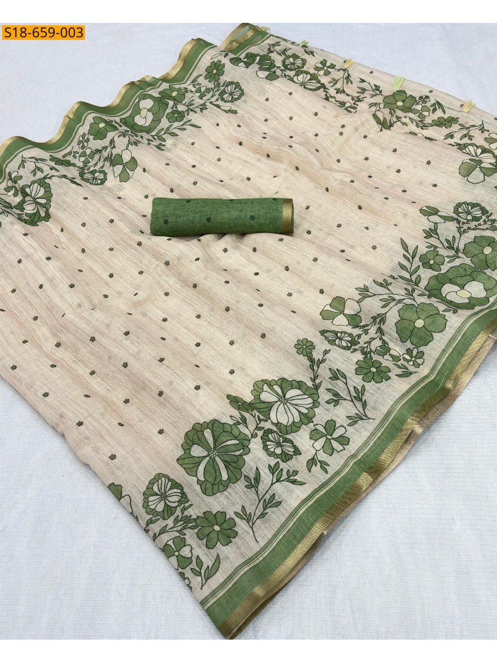 Fancy Linen Digtal  printed saree
