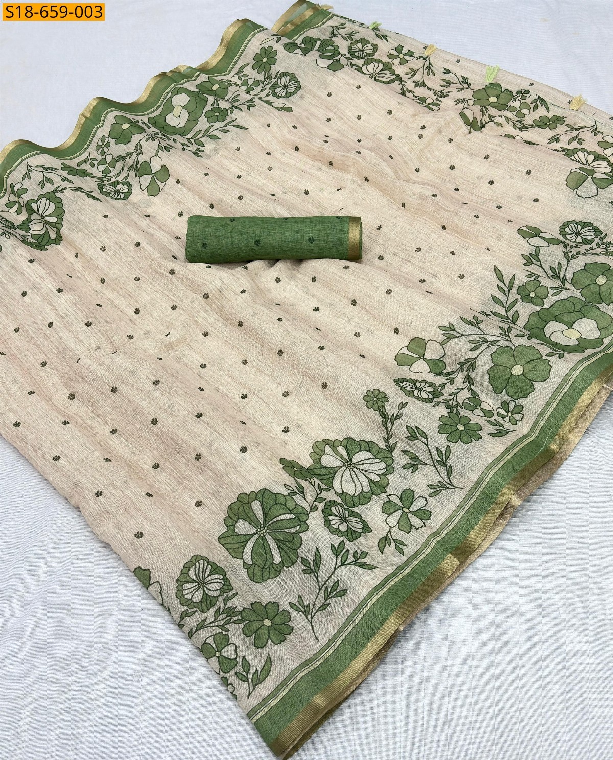 Sandal Fancy Linen Digtal  printed saree