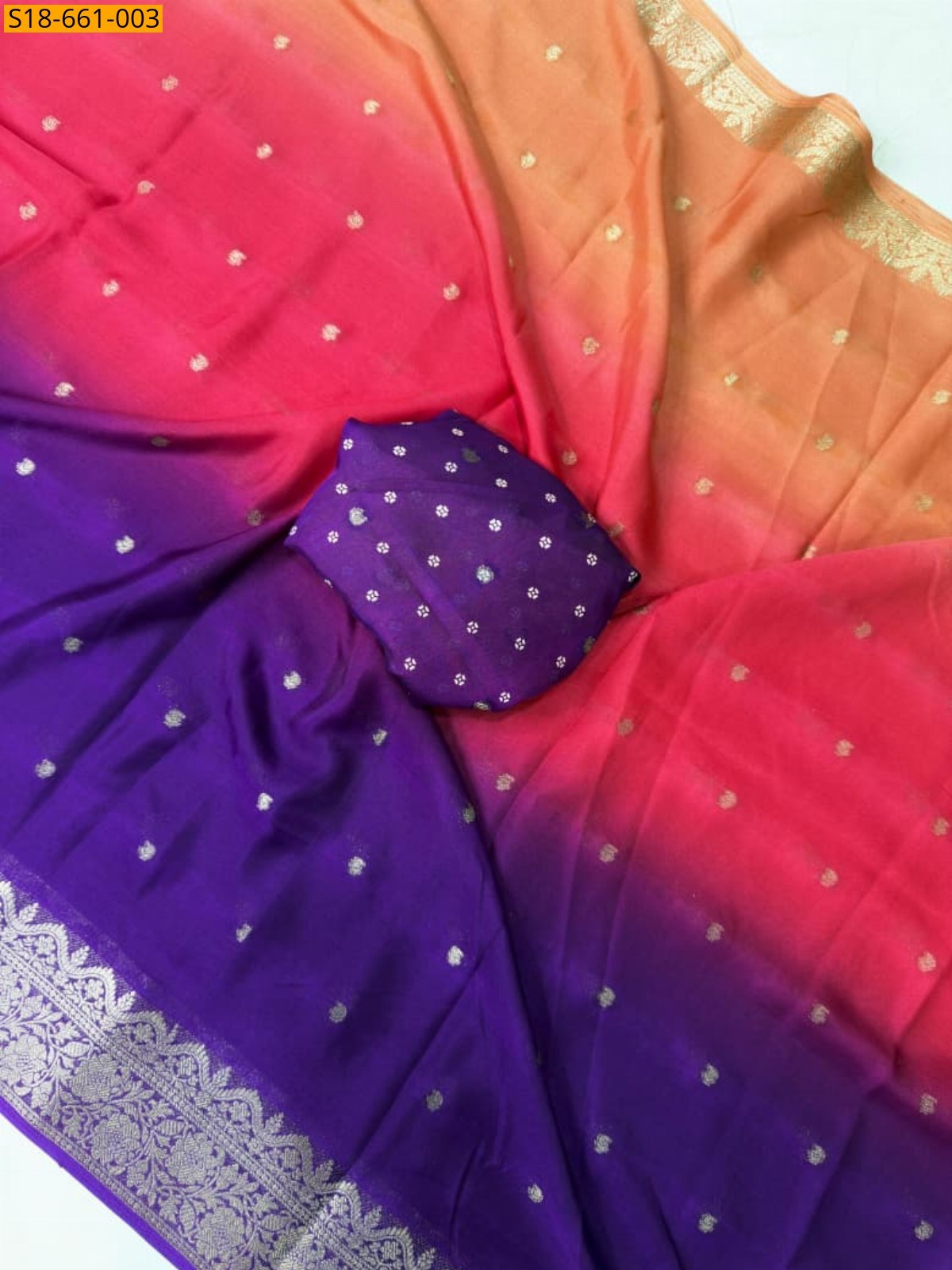 Multi color Fancy Crape Silk saree